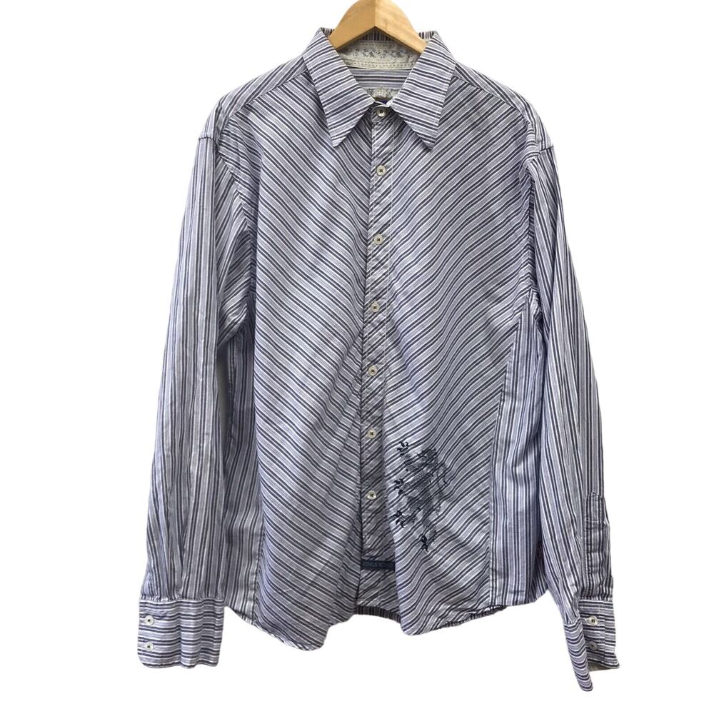 Kings Road Shirt Mens XXL Blue White